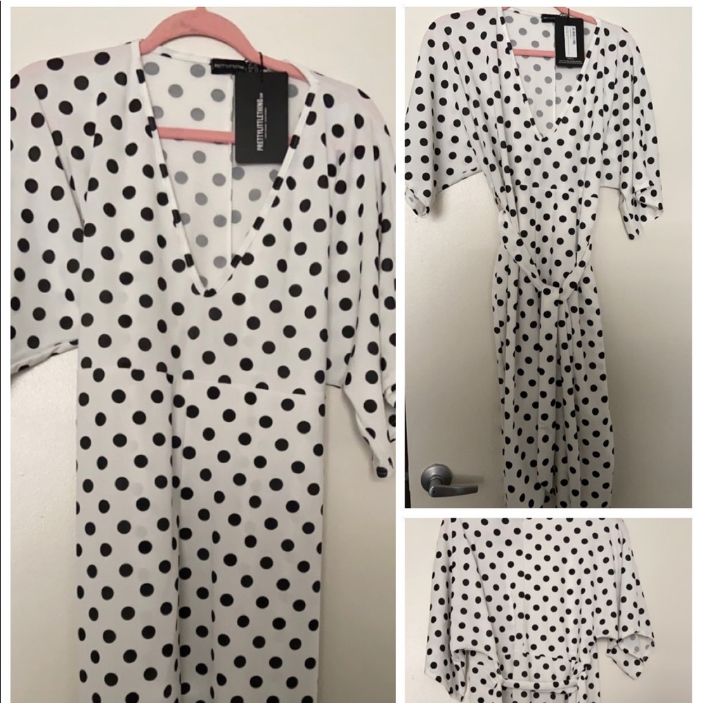 Polka Dot Dress with self tie belt.